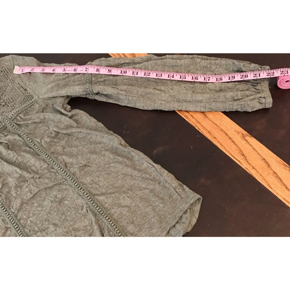 Sundance Women's Long-Sleeve Royal Rosie Olivenight Green Crinkle Top - Small - Picture 7 of 10